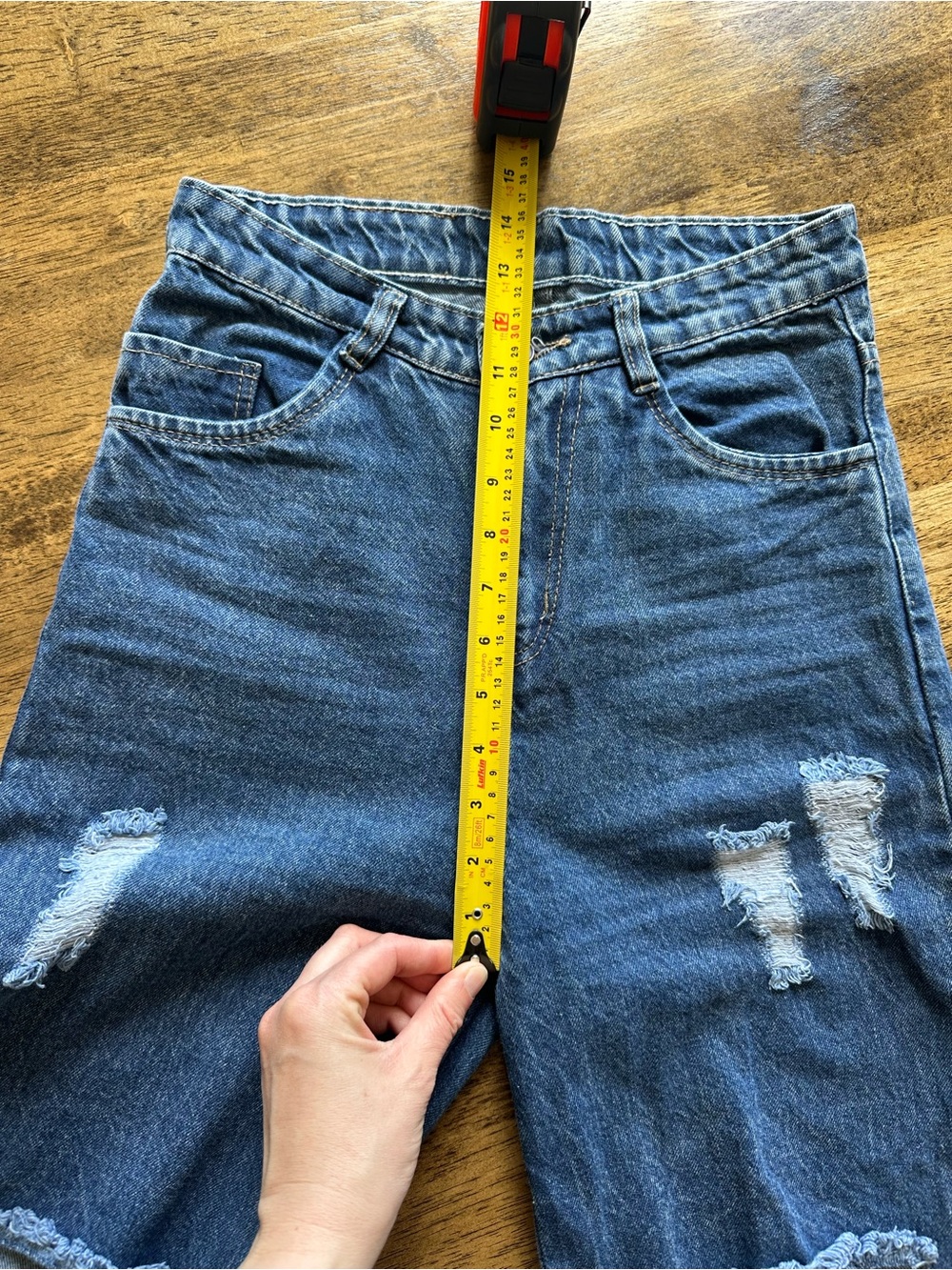 Diesel Dark Blue Distressed Wide Leg Jeans - Picture 9 of 11